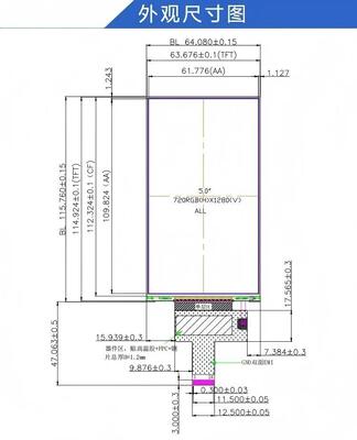 5.0" IPS TFT Display Module with 720X1280 Resolution and MIPI Interface